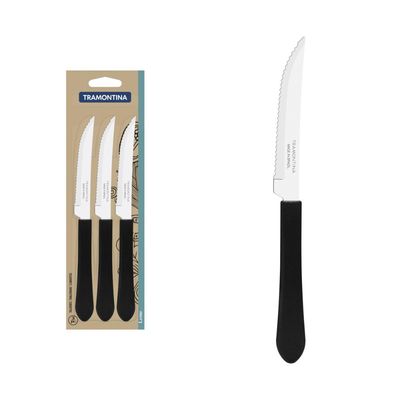 Conjunto Facas Churrasco Tramontina Leme Inox Preto 3 Peças
