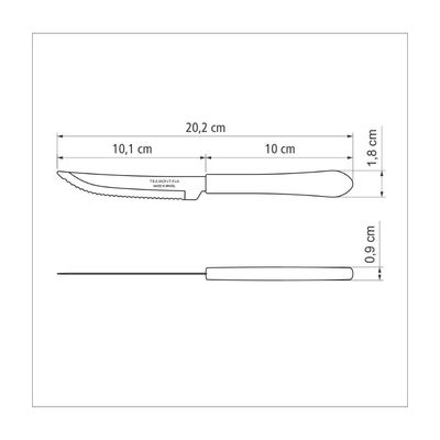 Faca para Churrasco Tramontina Leme com Lamina em Aço Inox e Cabo de Polipropileno Preto 4"