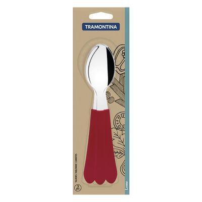 Conjunto Colheres Mesa Tramontina Leme Inox Cabos Vermelho