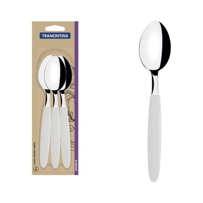 Conjunto Colheres Mesa Tramontina Ipanema Inox Cabos Branco