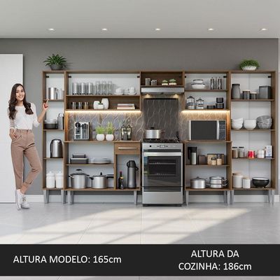 Armário De Cozinha Completa 325Cm Cinza/ Madesa 02 /Cinza