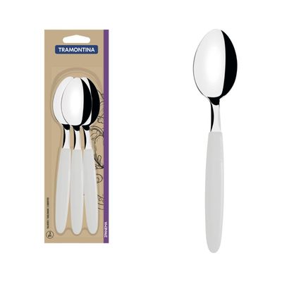 Conjunto Colheres Mesa Tramontina Ipanema Inox Cabos Branco