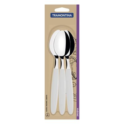 Conjunto Colheres Mesa Tramontina Ipanema Inox Cabos Branco