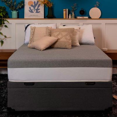 Base para Cama Box Casal Martin Premium com Baú Linho (47x138x188 cm) Grafite