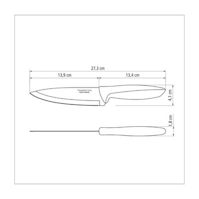 Faca Chef Tramontina Plenus com Lamina em Aço Inox e Cabo de Polipropileno Preto 6"