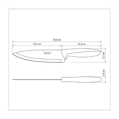Faca Chef Tramontina Plenus com Lamina em Aço Inox e Cabo de Polipropileno Preto 7"