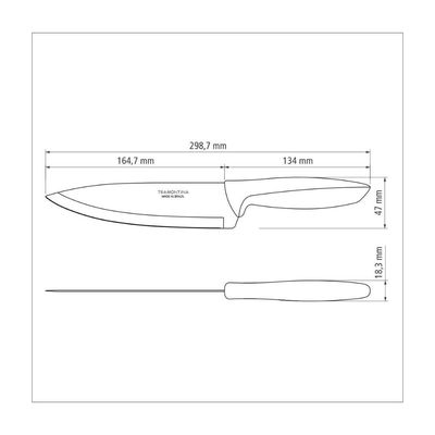 Faca Chef Tramontina Plenus com Lamina em Aço Inox e Cabo de Polipropileno Preto 7"
