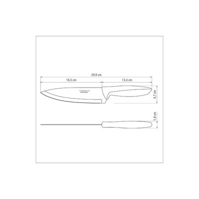 Faca Chef Tramontina Plenus com Lamina em Aço Inox e Cabo de Polipropileno Preto 7"
