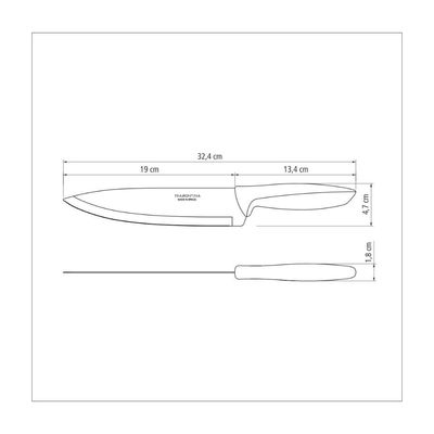 Faca Chef Tramontina Plenus com Lamina em Aço Inox e Cabo de Polipropileno Preto 8"