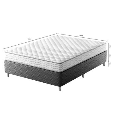 Cama Box com Colchão Viúva Howie Espuma D33 (17x128x188) Branco e Cinza