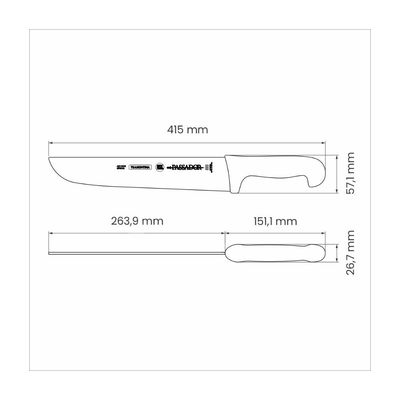 Faca Passador Tramontina Profissional com Lamina em Aço Inox e Cabo em Polipropileno Branco 10"
