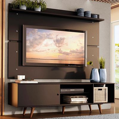 Rack e Painel para TV até 65" Preto/Rustic Dubai Madesa