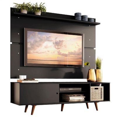 Rack e Painel para TV até 65" Preto/Rustic Dubai Madesa