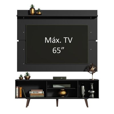 Rack e Painel para TV até 65" Preto/Rustic Dubai Madesa