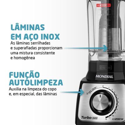Liquidificador Mondial Turbo Black L-1200 Bi 220v preto 220V