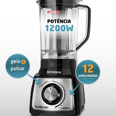 Liquidificador Mondial Turbo Black L-1200 Bi 220v preto 220V