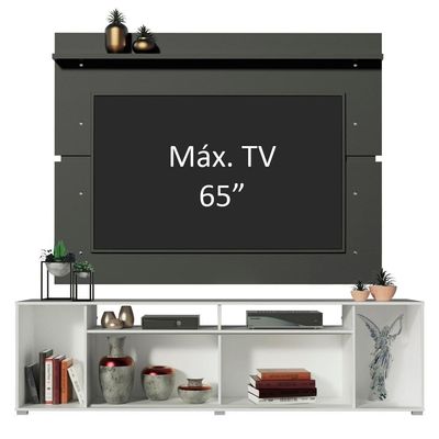 Rack e Painel para TV até 65" Cancun Branco/Preto Madesa