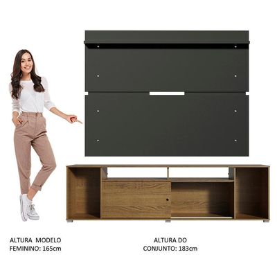 Rack e Painel para TV até 65" Cancun Rustic/Preto Madesa