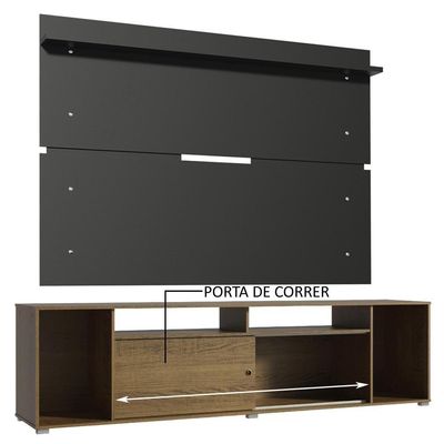 Rack e Painel para TV até 65" Cancun Rustic/Preto Madesa