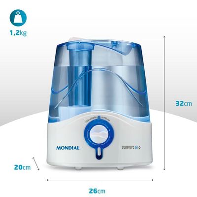 Umidificador Mondial Comfort Air 6 Ua-07 Umidificador De Ar-biv-branco/azul