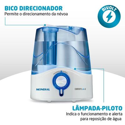 Umidificador Mondial Comfort Air 6 Ua-07 Umidificador De Ar-biv-branco/azul