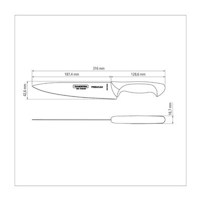Faca Utility Tramontina Premium com Lamina em Aço Inox e Cabo de Polipropileno Branco 8"