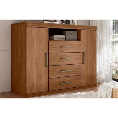 Cômoda de Quarto Master c/ 2 Portas 1 Nicho e 4 Gavetas Ébano - Santos Andirá