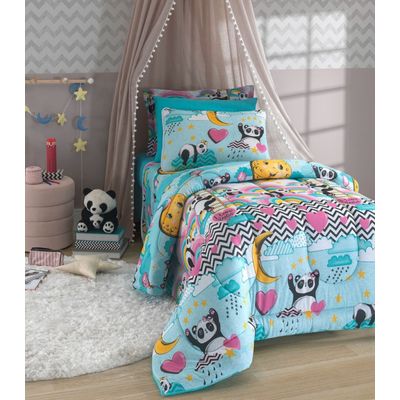 Jogo de Cama Solteiro Love Panda Vivaldi Verde UN / Verde
