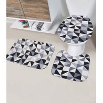 Jogo De Banheiro Estampado Tapetes Junior Cinza