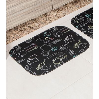 Tapete Cozinha Base Antiderrapante Tapetes Junior Preto UN / Preto