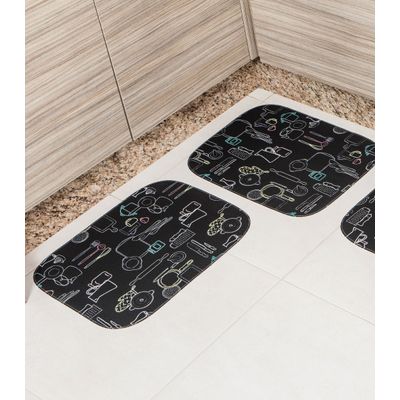 Tapete Cozinha Base Antiderrapante Tapetes Junior Preto UN / Preto