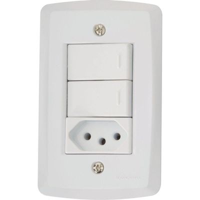 Conjunto 4x2 2 Interruptores 10 A 250 V e 1 Tomada Tramontin