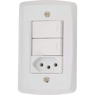 Conjunto 4x2 2 Interruptores 10 A 250 V e 1 Tomada Tramontin