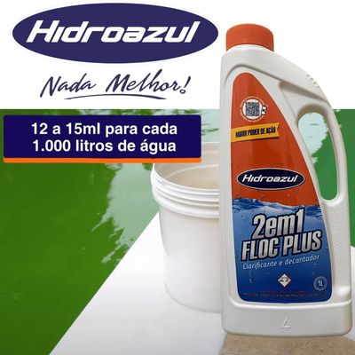 Kit 3 Floc Plus 2x1 Clarificante Decantador Hidroazul 1 Lt