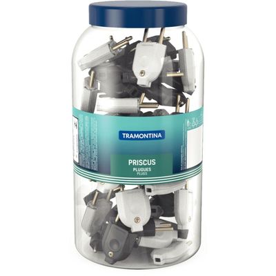 Pote grande com plugue macho 2P 10A 250V~ cores preto e branco