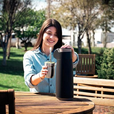 Garrafa Térmica Tramontina Exata 1,8L Preto Ampola de Vidro para Café Chá Água Cozinha Mesa Jantar