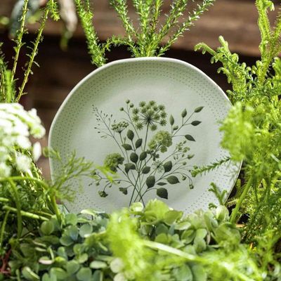 Prato de Sobremesa Ammi Orgânico Cerâmica 19,5cm Floral Porto Brasil Avulso