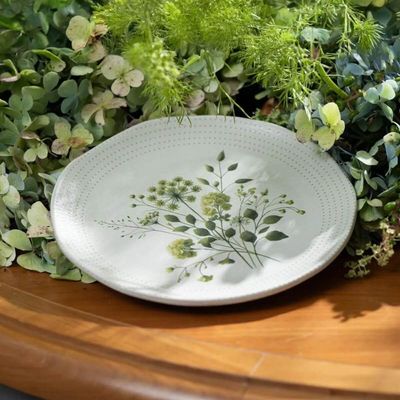 Prato de Sobremesa Ammi Orgânico Cerâmica 19,5cm Floral Porto Brasil Avulso