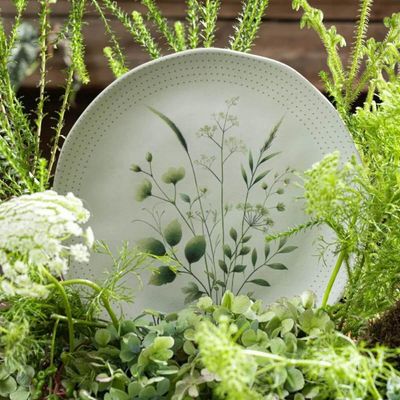 Prato Raso Ammi Orgânico Cerâmica Floral 26,5cm Porto Brasil Avulso Jantar