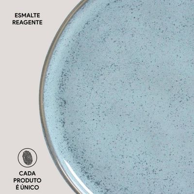 Jogo 4 Pratos Rasos 27cm Cerâmica Stoneware Azul Porto Brasil Bio Breeze