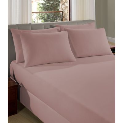 Lençol Liso Casal Com Elástico Vivaldi Rosa UN / Rosa