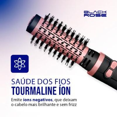 Escova Rotativa Mondial Tourmaline ION 1200W ERB-0 - 8986-01 PRETO/GOLDEN Rose Bivolt