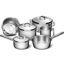 Jogo de Panelas Tramontina Solar em Aço Inox com Fundo Triplo e Tampas de Inox  6 Peças