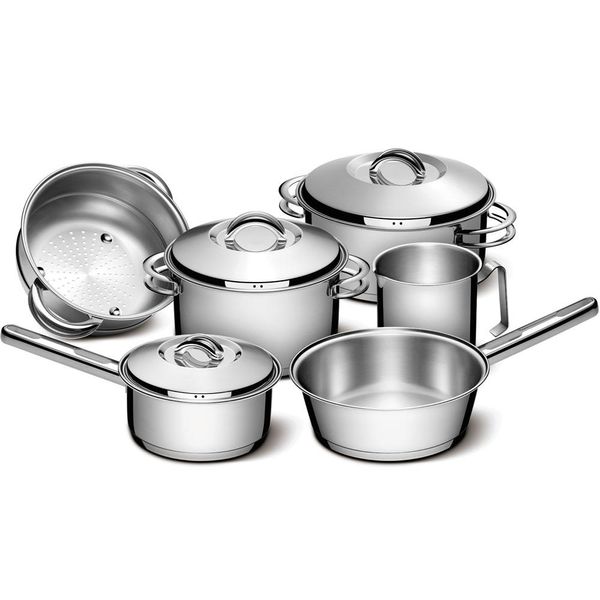 Jogo de Panelas Tramontina Solar em Aço Inox com Fundo Triplo e Tampas de Inox 6 Peças