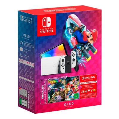 Console Nintendo SWITCH OLED Mario KART 8 + 3 Meses de Assinatura Nintendo - NT000004NSW