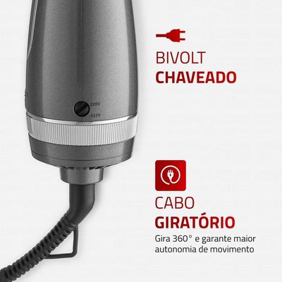 Escova Secadora Slim Mondial Space Shine ES-20 com Cerdas Duplas, Revestimento Tourmaline Íon, 1300W, Bivolt - Grafite