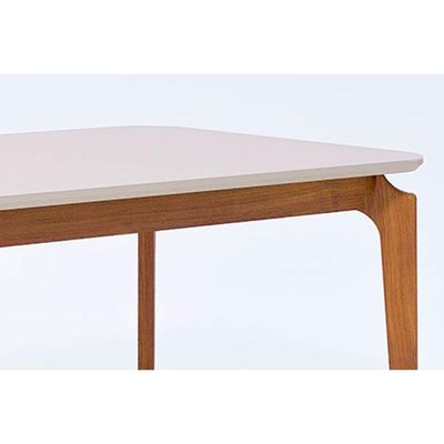 Mesa de Sala Jantar Ficus c/ Tampo Madeirado Vidro 210x100cm Carvalho/Off White - Cimol
