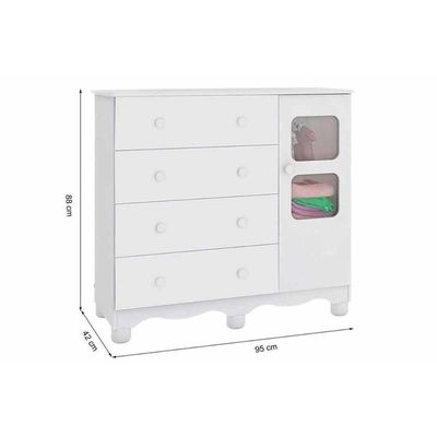 Quarto Infantil Completo 3 Peças (1GuardaRoupa+1Berço+1Cômoda) QI126 Branco/Amendoa - Peroba