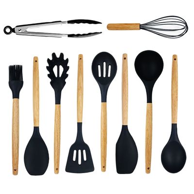 Kit Utensilios Para Cozinha Maldivas 18 Peças em Plastico Preto Kehome