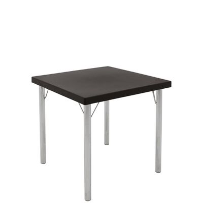 Mesa Geo Tramontina Beta Quadrada Summa Marrom Base Alumínio